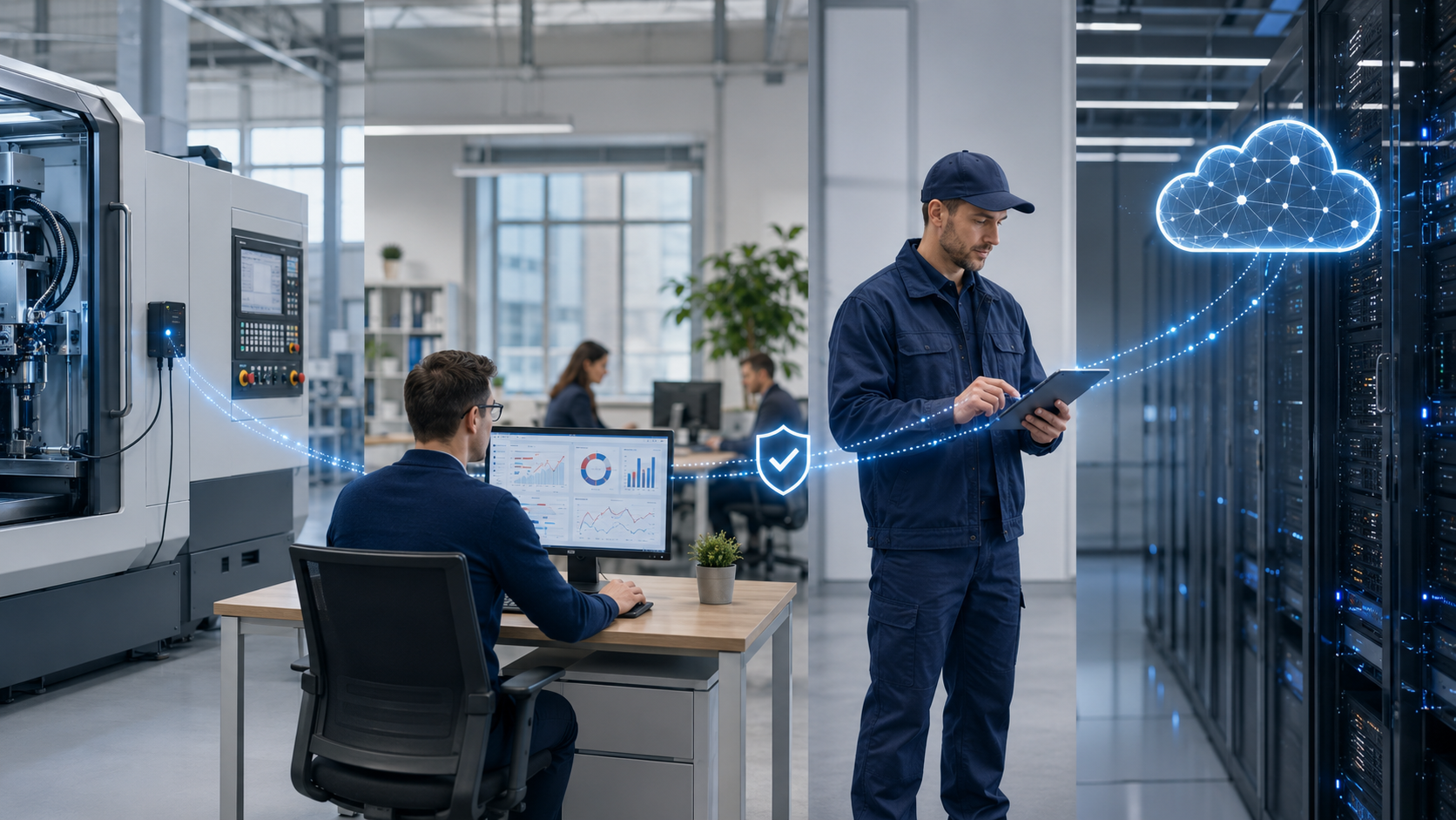 Circuitul datelor de la echipamentul conectat către firmă, service și cloud